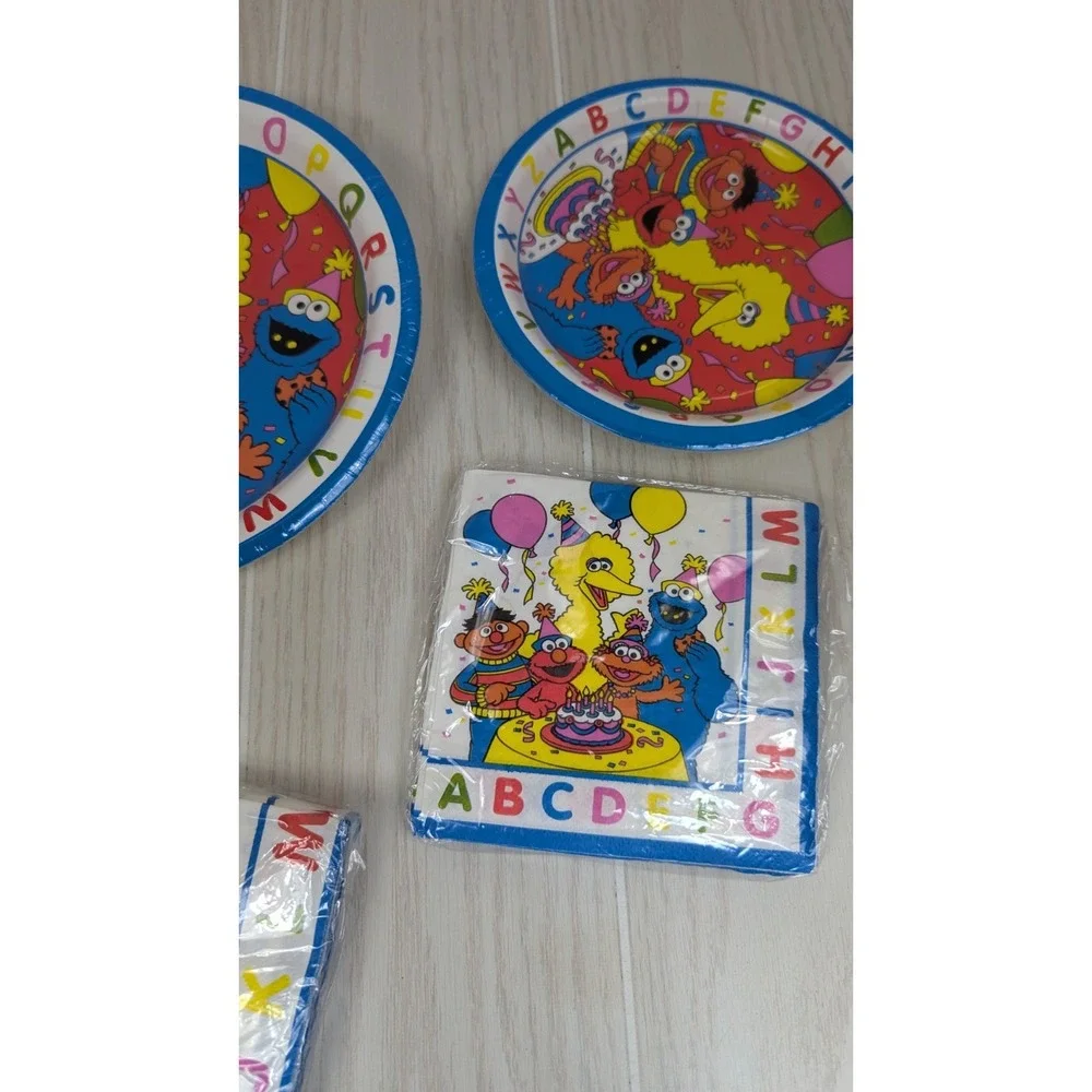 Vintage Sesame Street Party Supplies ABC Birthday Plates Napkins set lot
